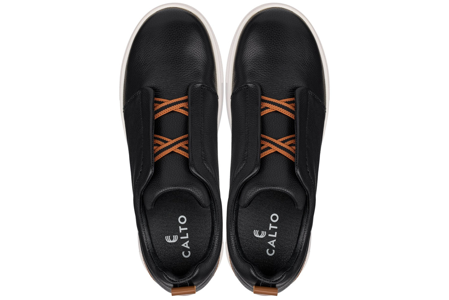 CALTO - J1932  - 2.6 Inches Taller (Black/White Sole) - Slip-On Snoafers