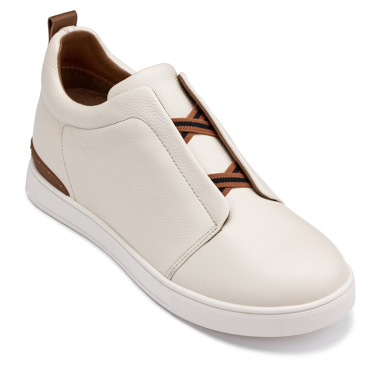 CALTO - J1933  - 2.6 Inches Taller (Off-White) - Slip-On  Snoafers Tallmenshoes.com