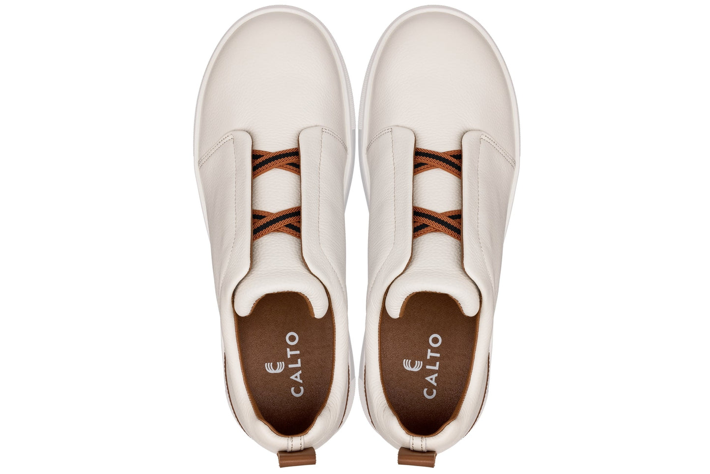 CALTO - J1933  - 2.6 Inches Taller (Off-White) - Slip-On  Snoafers Tallmenshoes.com