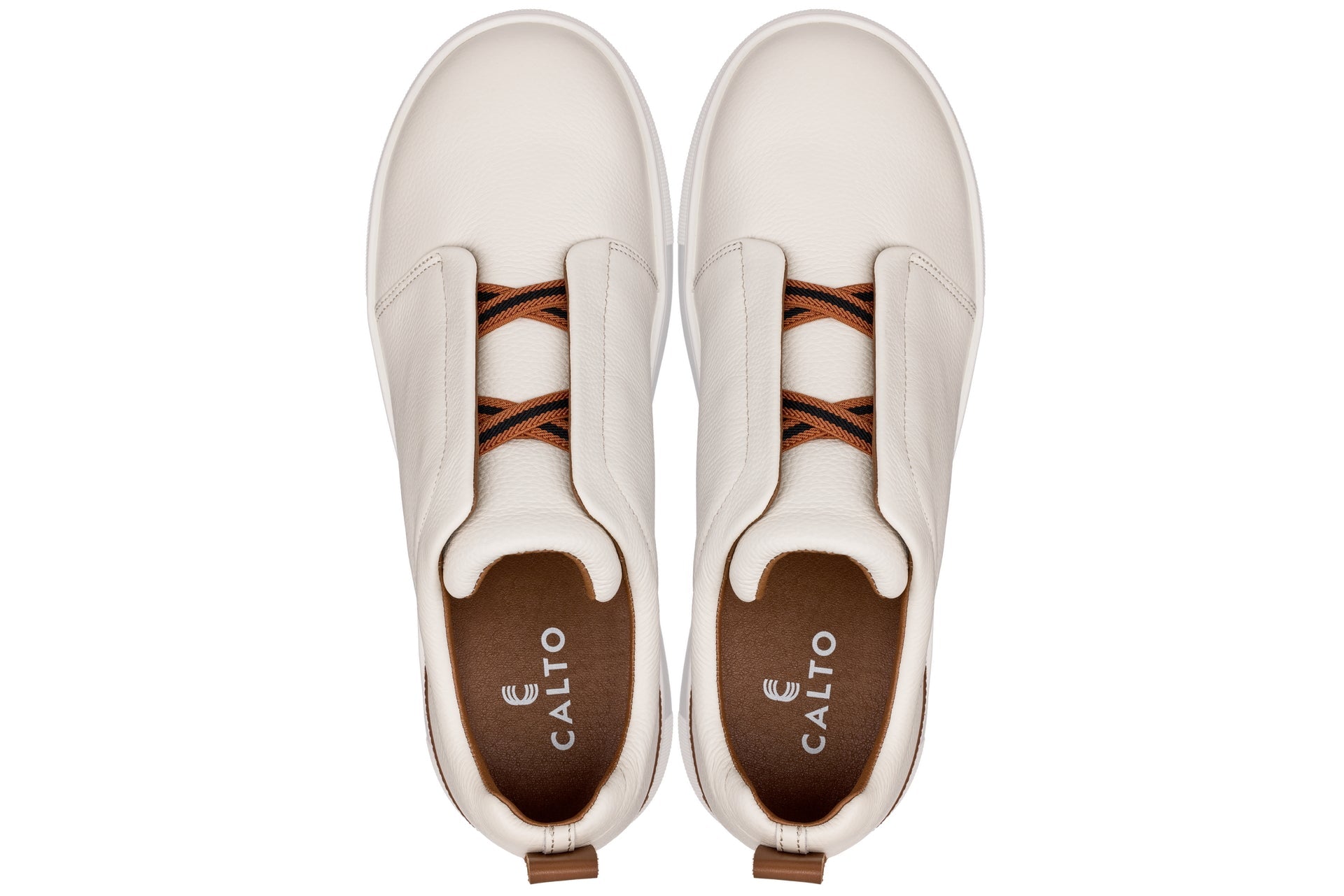 CALTO - J1933  - 2.6 Inches Taller (Off-White) - Slip-On  Snoafers Tallmenshoes.com