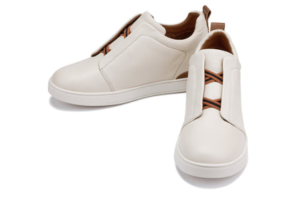 CALTO - J1933  - 2.6 Inches Taller (Off-White) - Slip-On  Snoafers Tallmenshoes.com