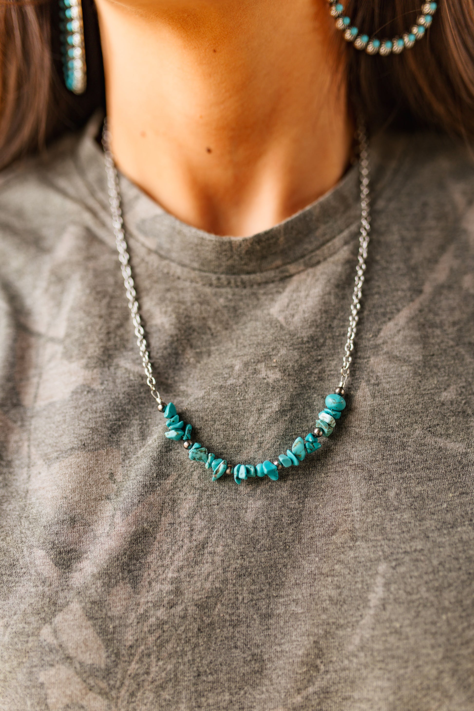 Authentic Turquoise Chips Chain Necklace Wild Junkie