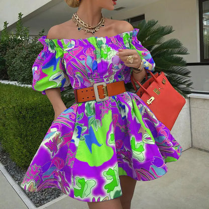 Off-Shoulder Mid-Sleeve Dress for Women