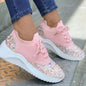 Breathable Color Block Knit Sneakers for Women