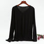 Plus Size Korean V-neck Long Sleeve Casual Top