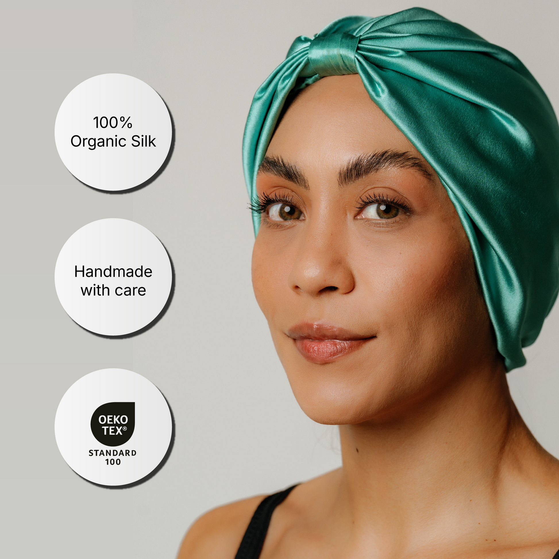 Organic Silk Hair Bonnet Jade Green LINA LENNOX