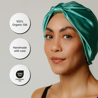 Organic Silk Hair Bonnet Jade Green LINA LENNOX