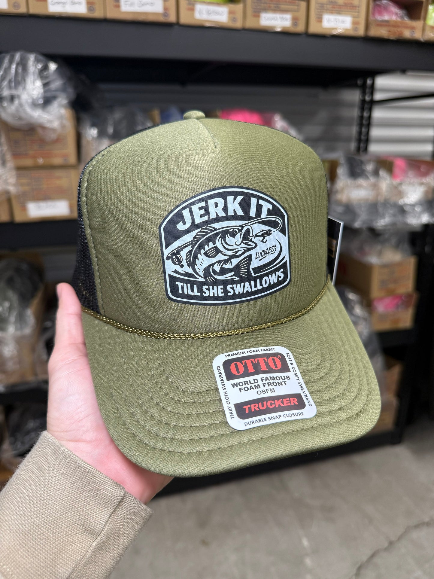 Jerk It Till She Swallows Trucker Hat Luckless Outfitters