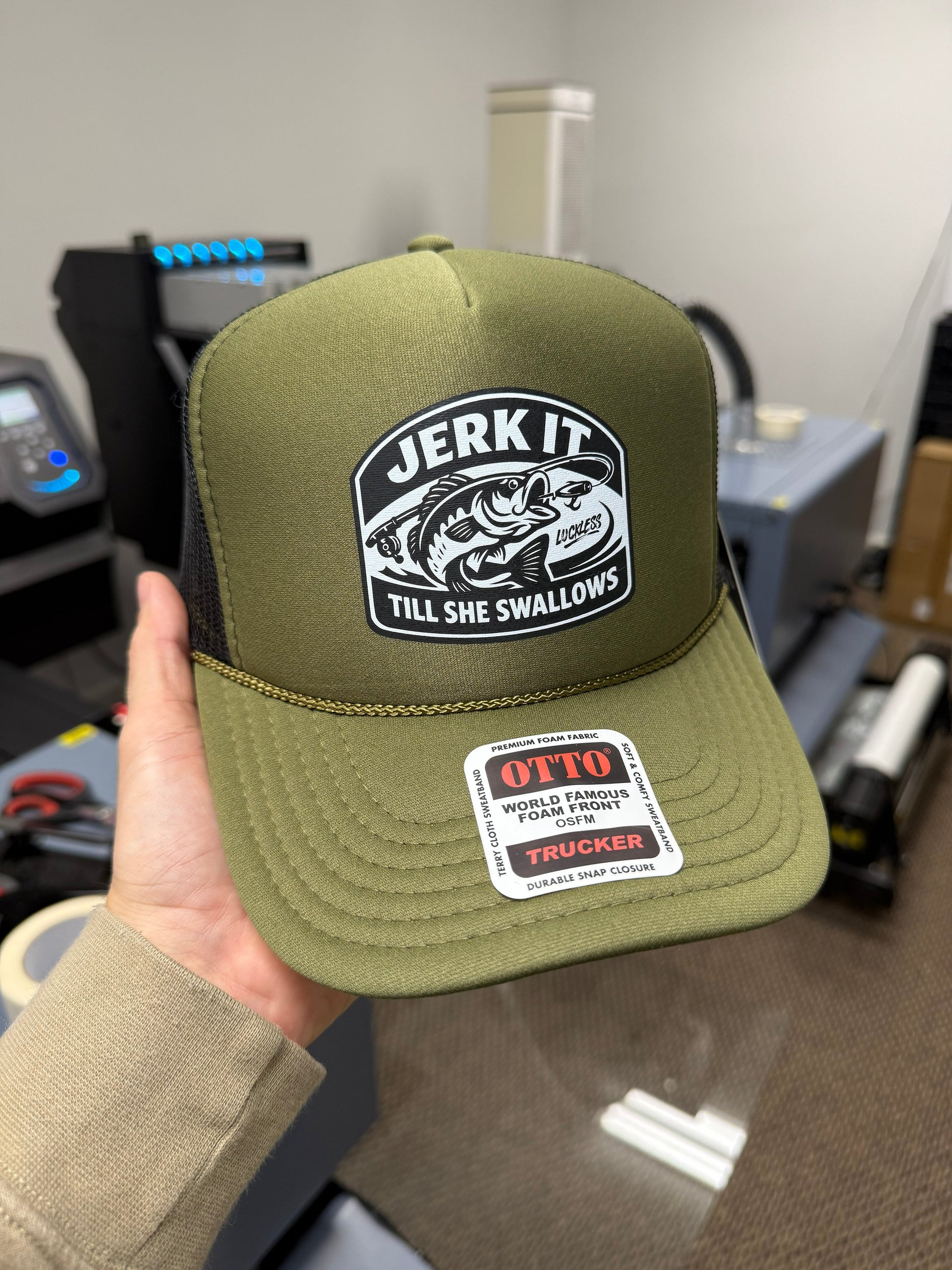 Jerk It Till She Swallows Trucker Hat Luckless Outfitters