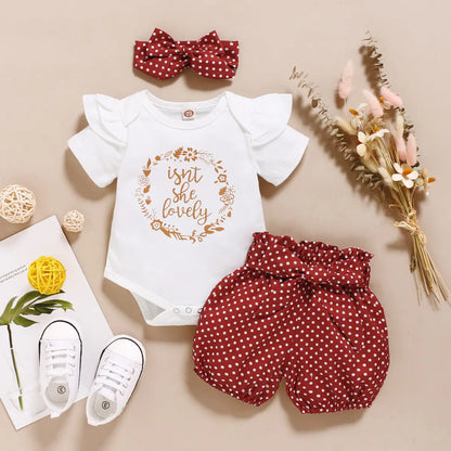 Girls' Summer Outfit 2023: Letter Bodysuit & Shorts Set