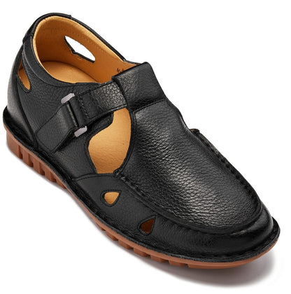 CALTO - K0751 - 2.8 Inches Taller (Black) - Lightweight Casual Fisherman Sandal Tallmenshoes.com