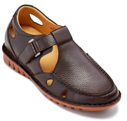CALTO - K0752 - 2.8 Inches Taller (Coffee Brown) - Lightweight Casual Fisherman Sandal Tallmenshoes.com