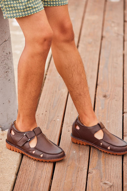 CALTO - K0752 - 2.8 Inches Taller (Coffee Brown) - Lightweight Casual Fisherman Sandal Tallmenshoes.com