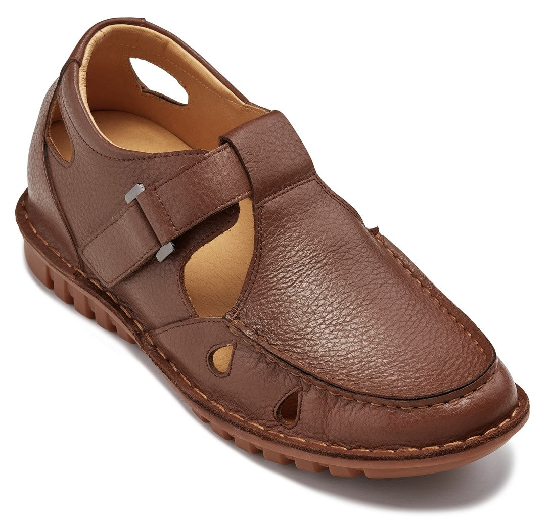 CALTO - K0753 - 2.8 Inches Taller (Camel Brown) - Lightweight Casual Fisherman Sandal Tallmenshoes.com