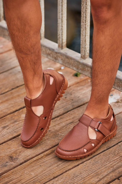 CALTO - K0753 - 2.8 Inches Taller (Camel Brown) - Lightweight Casual Fisherman Sandal Tallmenshoes.com