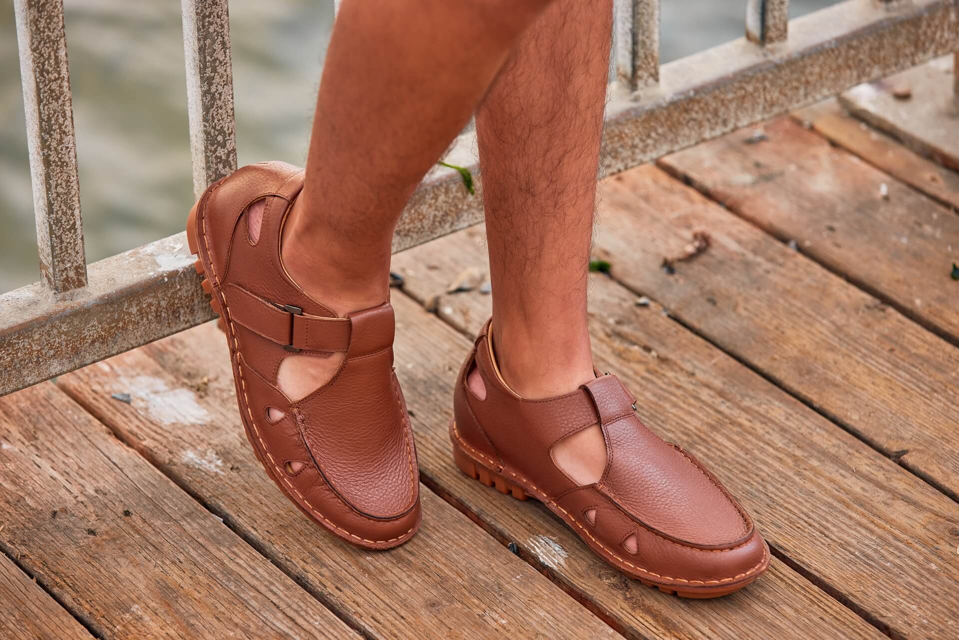 CALTO - K0753 - 2.8 Inches Taller (Camel Brown) - Lightweight Casual Fisherman Sandal Tallmenshoes.com