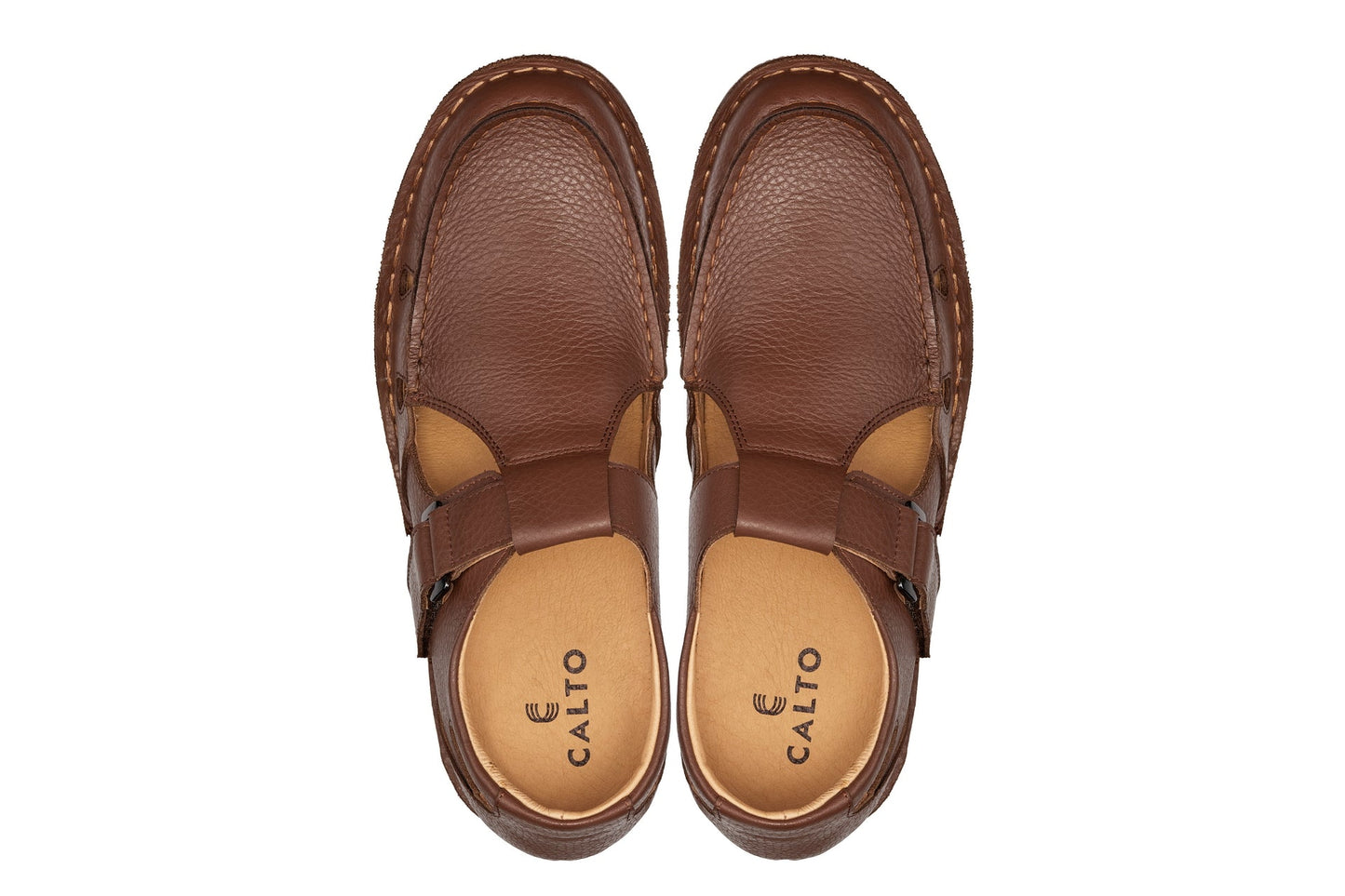 CALTO - K0753 - 2.8 Inches Taller (Camel Brown) - Lightweight Casual Fisherman Sandal Tallmenshoes.com