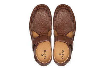 CALTO - K0753 - 2.8 Inches Taller (Camel Brown) - Lightweight Casual Fisherman Sandal Tallmenshoes.com