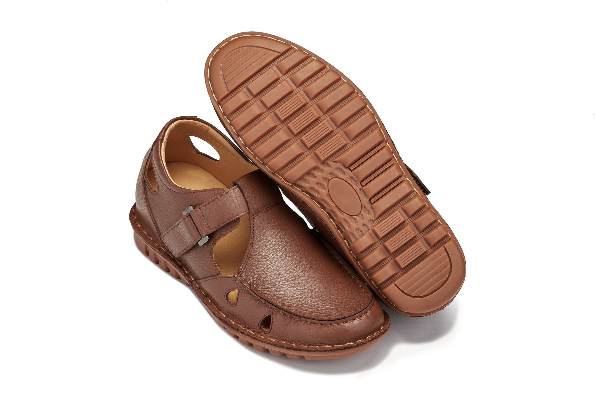 CALTO - K0753 - 2.8 Inches Taller (Camel Brown) - Lightweight Casual Fisherman Sandal Tallmenshoes.com