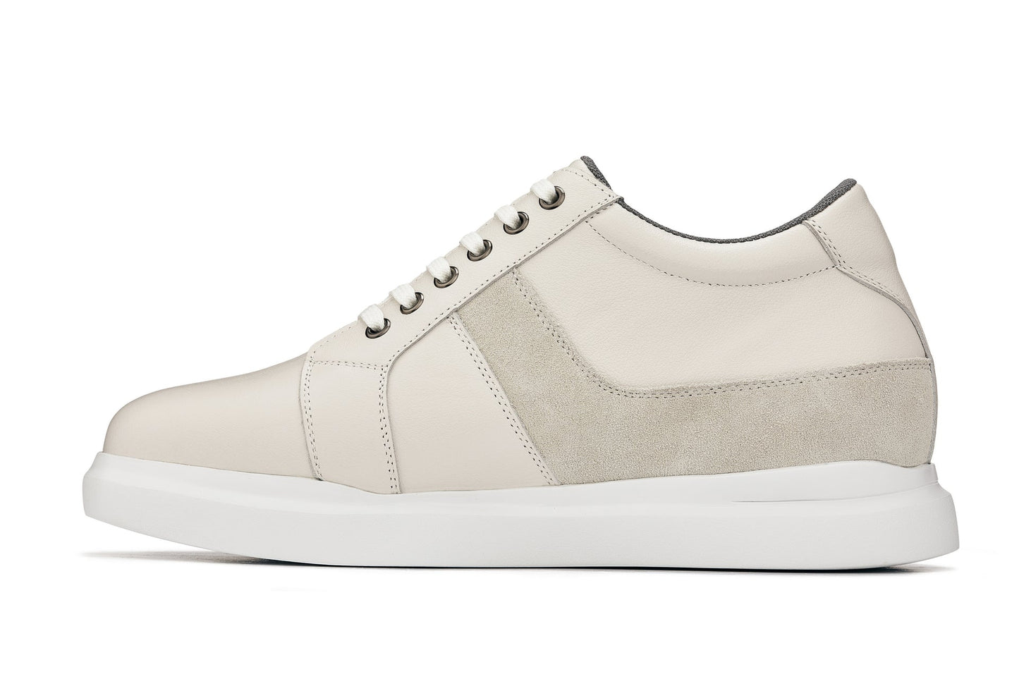 CALTO - K1531 - 3 Inches Taller (Off White) - Lightweight Leather Sneakers Tallmenshoes.com