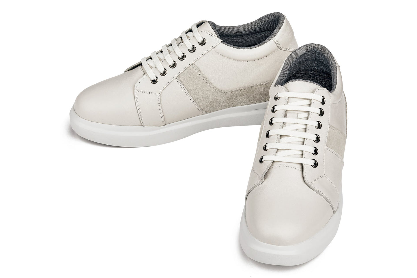 CALTO - K1531 - 3 Inches Taller (Off White) - Lightweight Leather Sneakers Tallmenshoes.com
