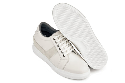 CALTO - K1531 - 3 Inches Taller (Off White) - Lightweight Leather Sneakers Tallmenshoes.com