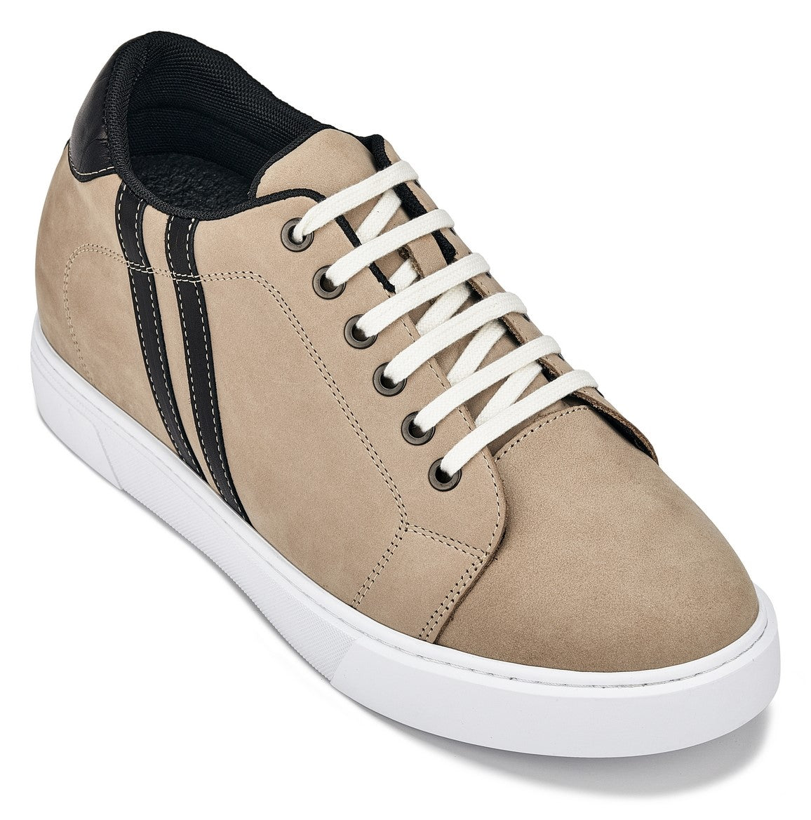 CALTO - K1552 - 2.8 Inches Taller (Taupe) - Lace Up Casual Sneakers Tallmenshoes.com