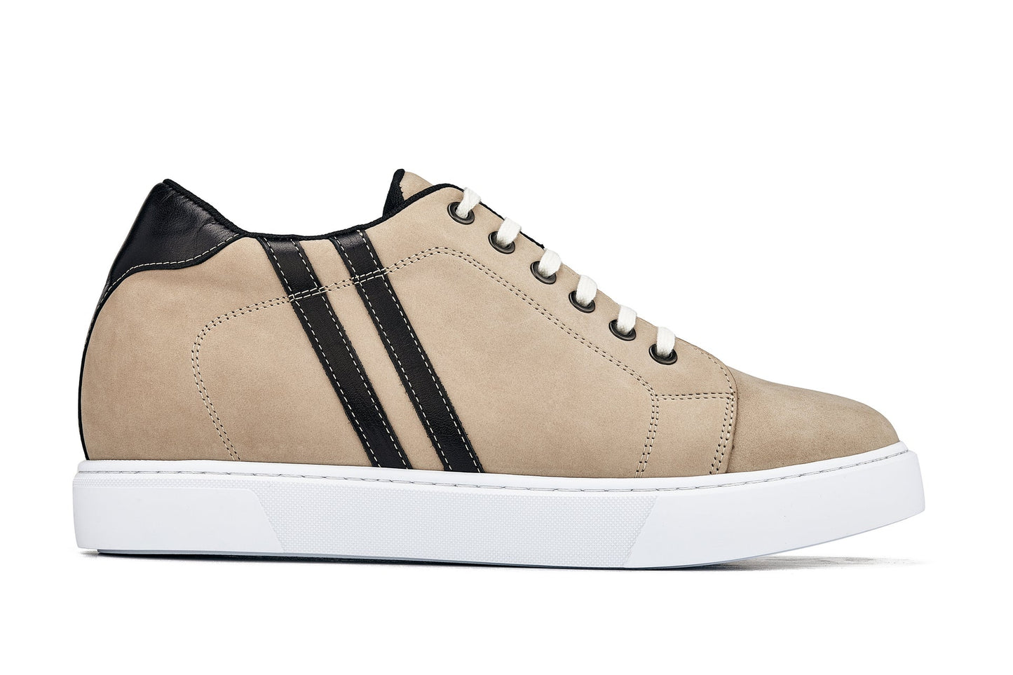 CALTO - K1552 - 2.8 Inches Taller (Taupe) - Lace Up Casual Sneakers Tallmenshoes.com