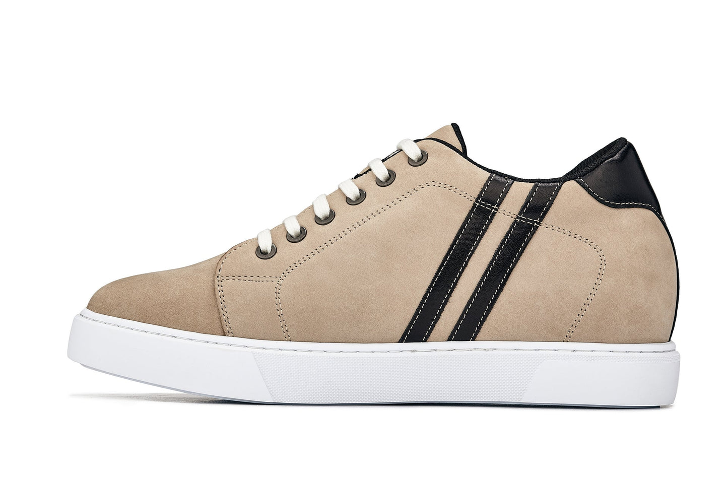 CALTO - K1552 - 2.8 Inches Taller (Taupe) - Lace Up Casual Sneakers Tallmenshoes.com