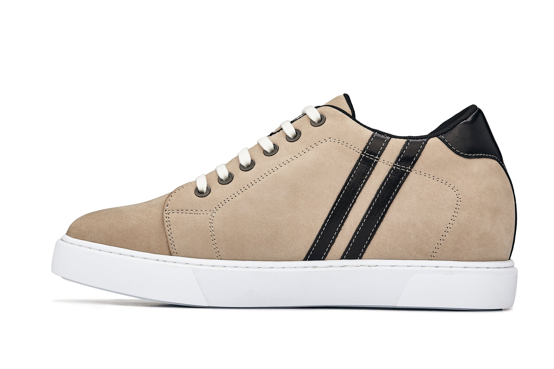 CALTO - K1552 - 2.8 Inches Taller (Taupe) - Lace Up Casual Sneakers Tallmenshoes.com