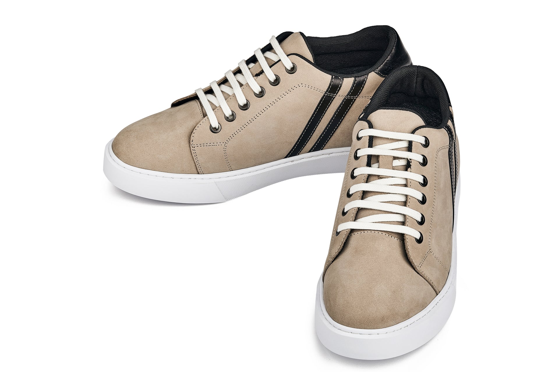 CALTO - K1552 - 2.8 Inches Taller (Taupe) - Lace Up Casual Sneakers Tallmenshoes.com