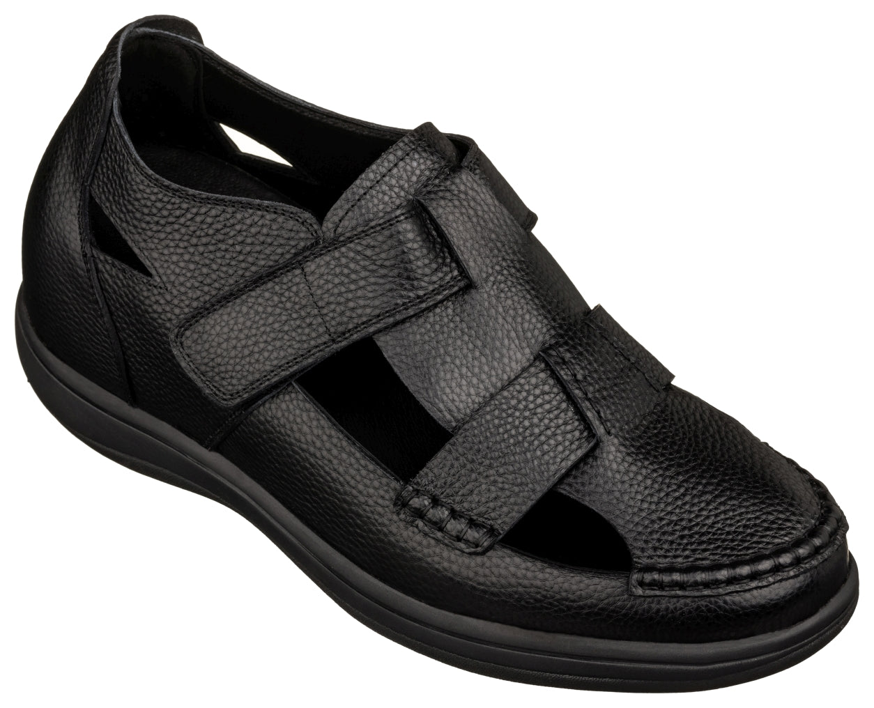 CALTO - K2661 - 3.2 Inches Taller (Black) - Casual Fisherman Sandal Tallmenshoes.com