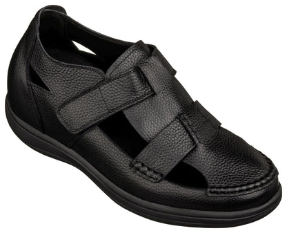 CALTO - K2661 - 3.2 Inches Taller (Black) - Casual Fisherman Sandal Tallmenshoes.com