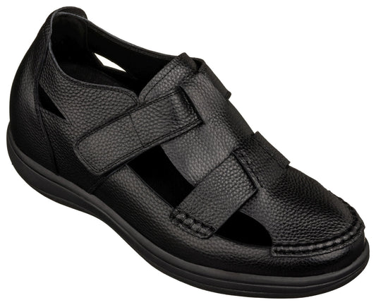 CALTO - K2661 - 3.2 Inches Taller (Black) - Casual Fisherman Sandal Tallmenshoes.com