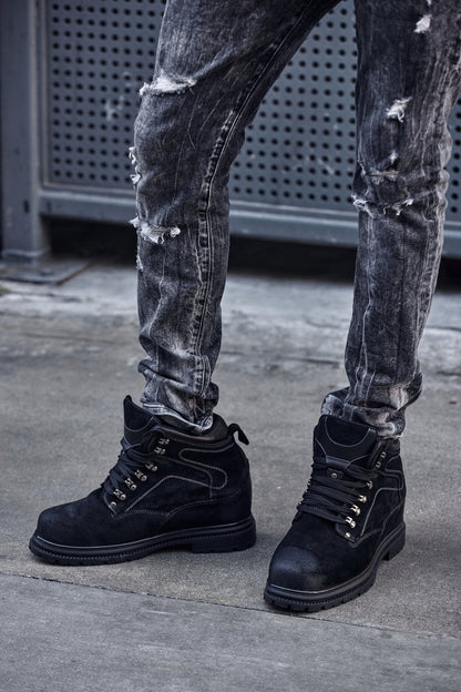CALDEN 5.2" Taller Black Nubuck Height-Increasing Boots K881802 Tallmenshoes.com
