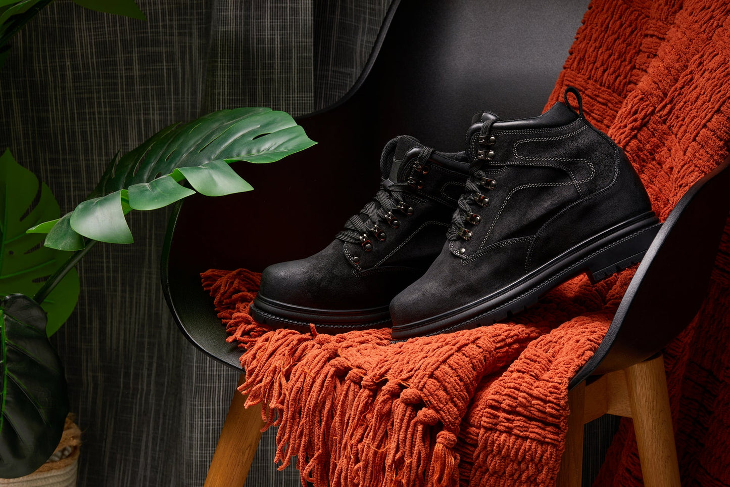 CALDEN 5.2" Taller Black Nubuck Height-Increasing Boots K881802 Tallmenshoes.com