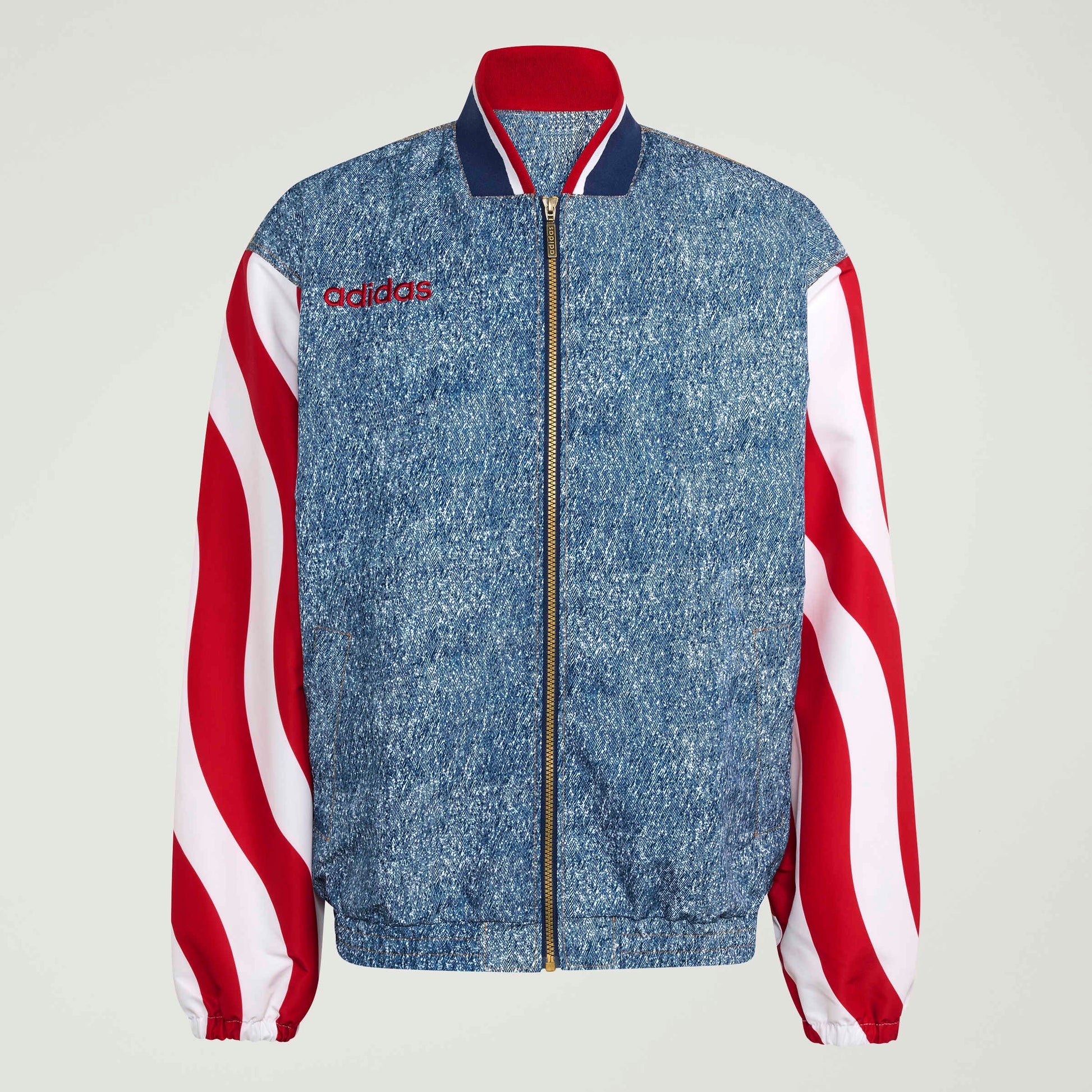 Adidas Mens Denim Graphic Track Jacket - Blue Denim Exchange