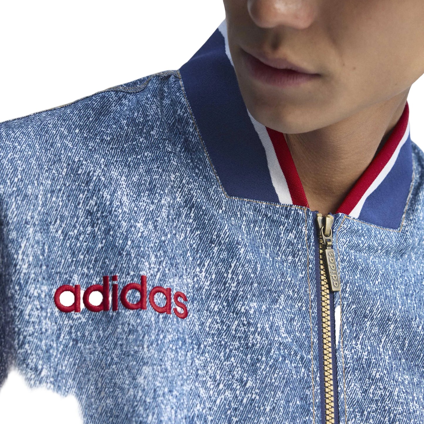 Adidas Mens Denim Graphic Track Jacket - Blue Denim Exchange