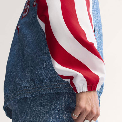 Adidas Mens Denim Graphic Track Jacket - Blue Denim Exchange