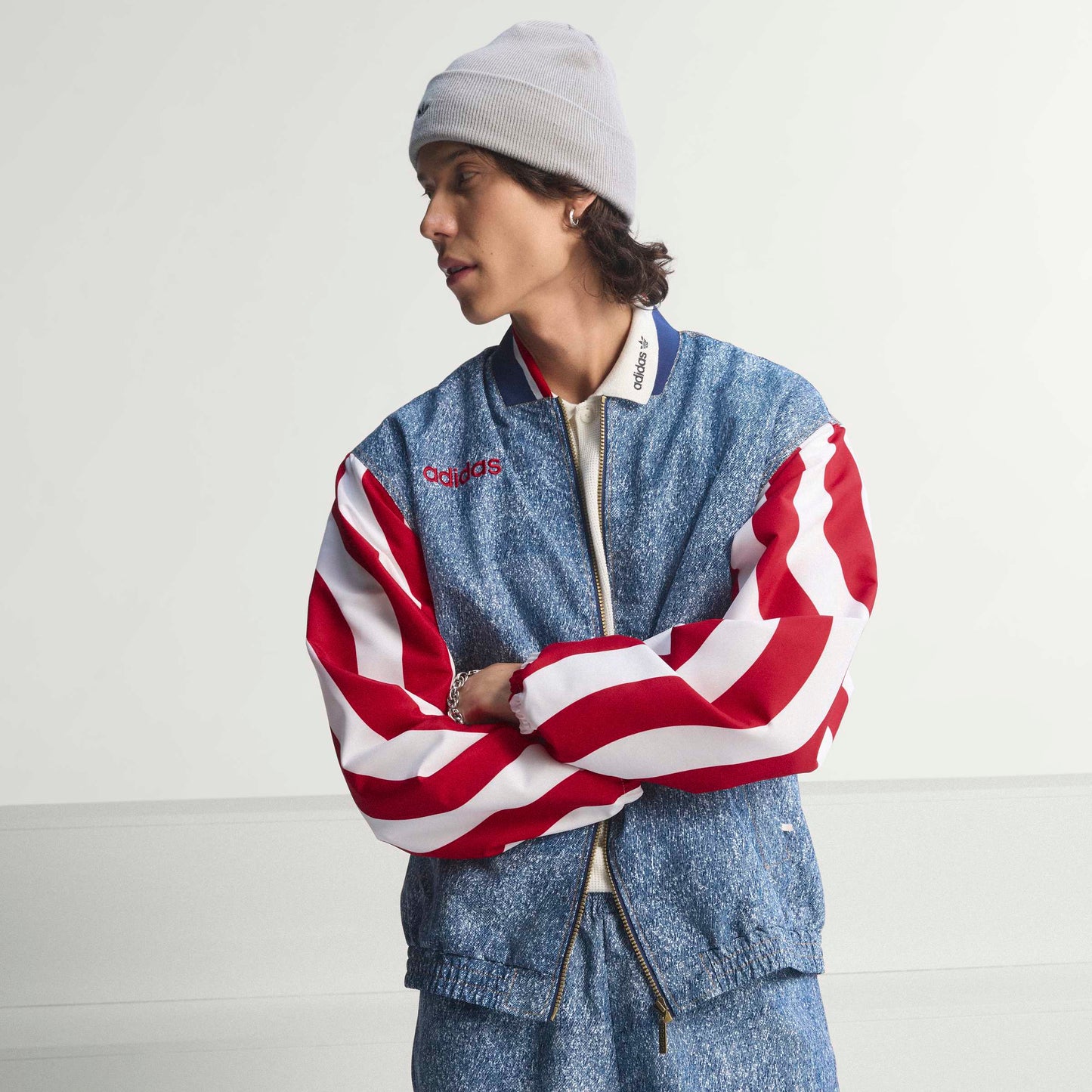 Adidas Mens Denim Graphic Track Jacket - Blue Denim Exchange