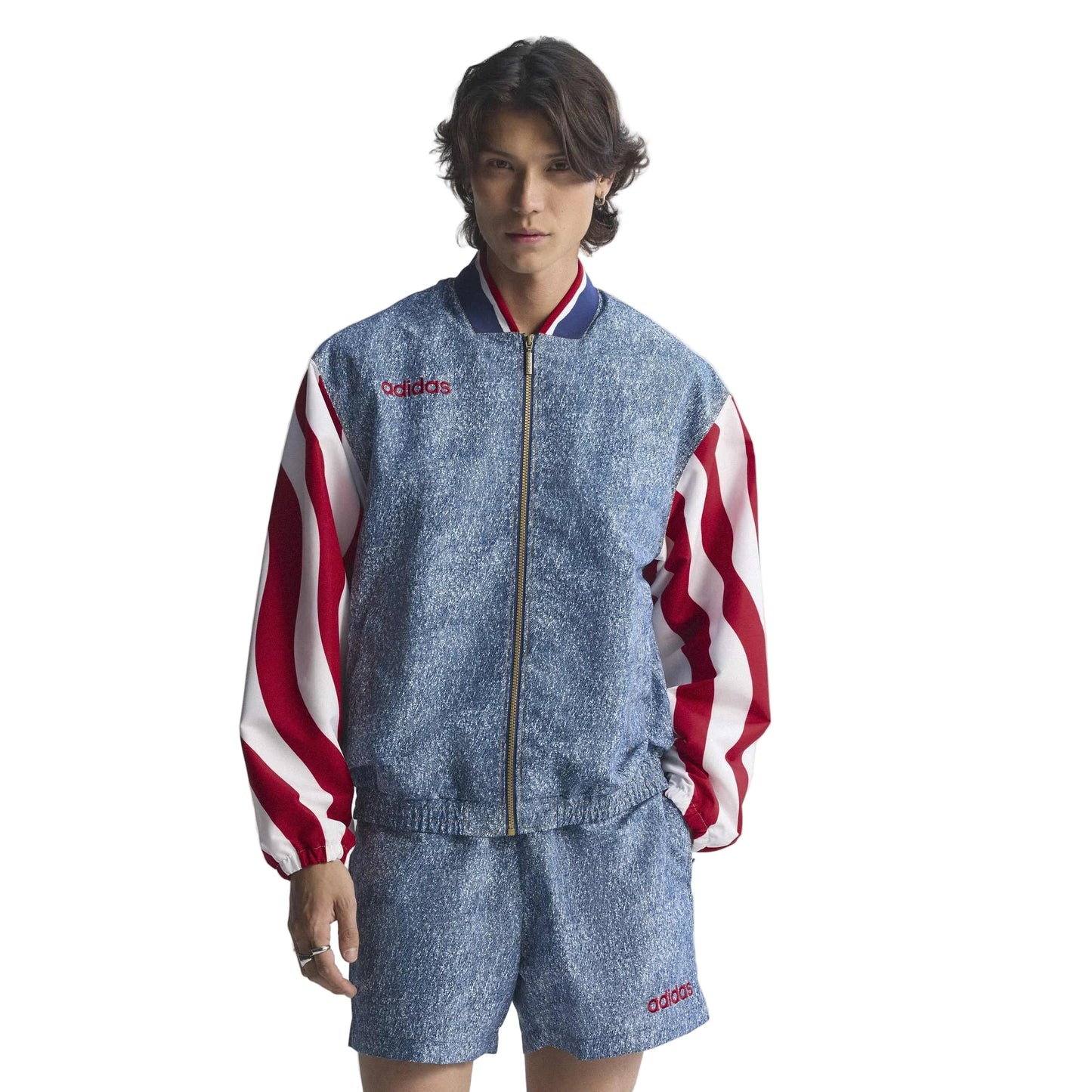 Adidas Mens Denim Graphic Track Jacket - Blue Denim Exchange
