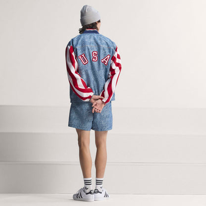 Adidas Mens Denim Graphic Track Jacket - Blue Denim Exchange