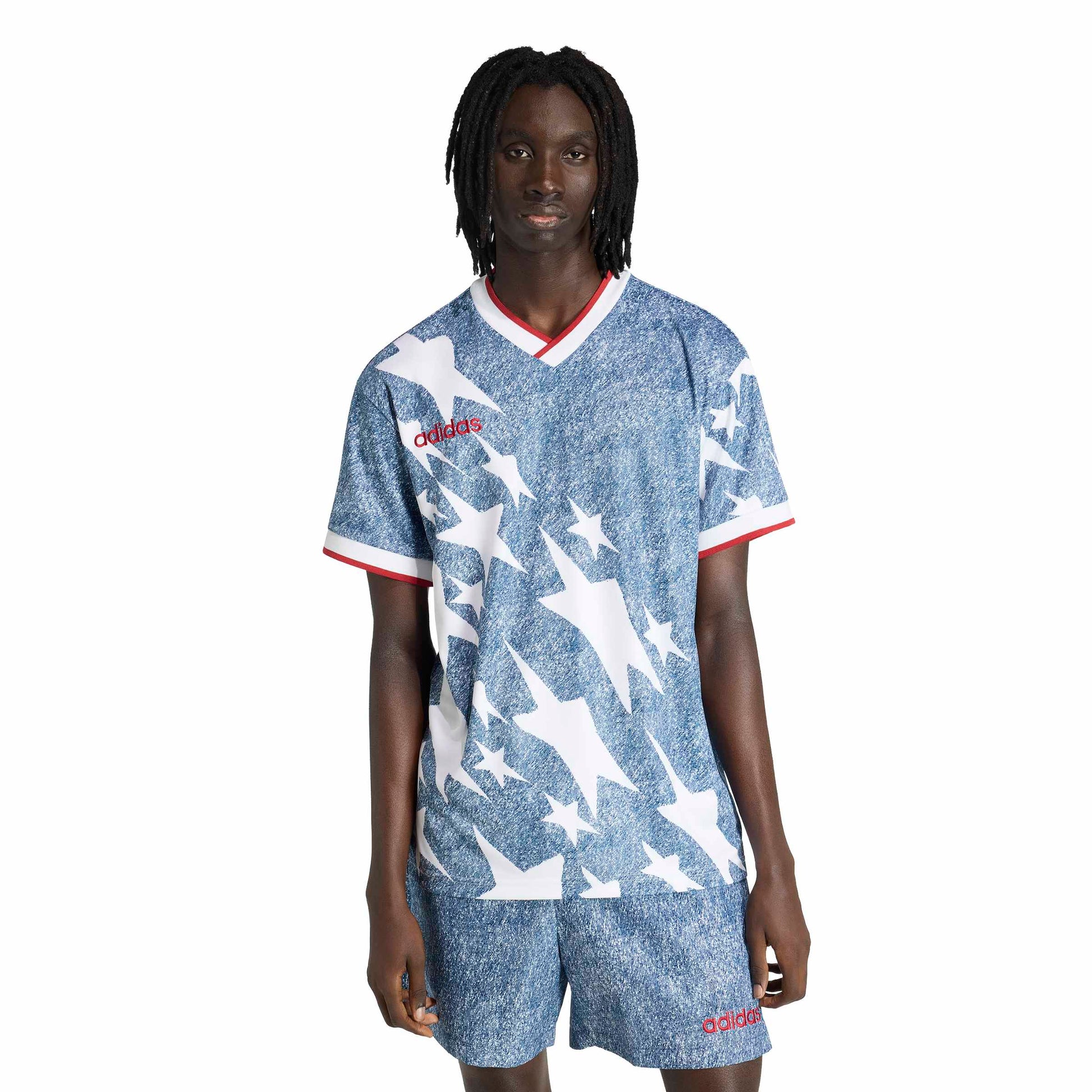 Adidas Mens Denim Graphic Jersey - Blue Denim Exchange