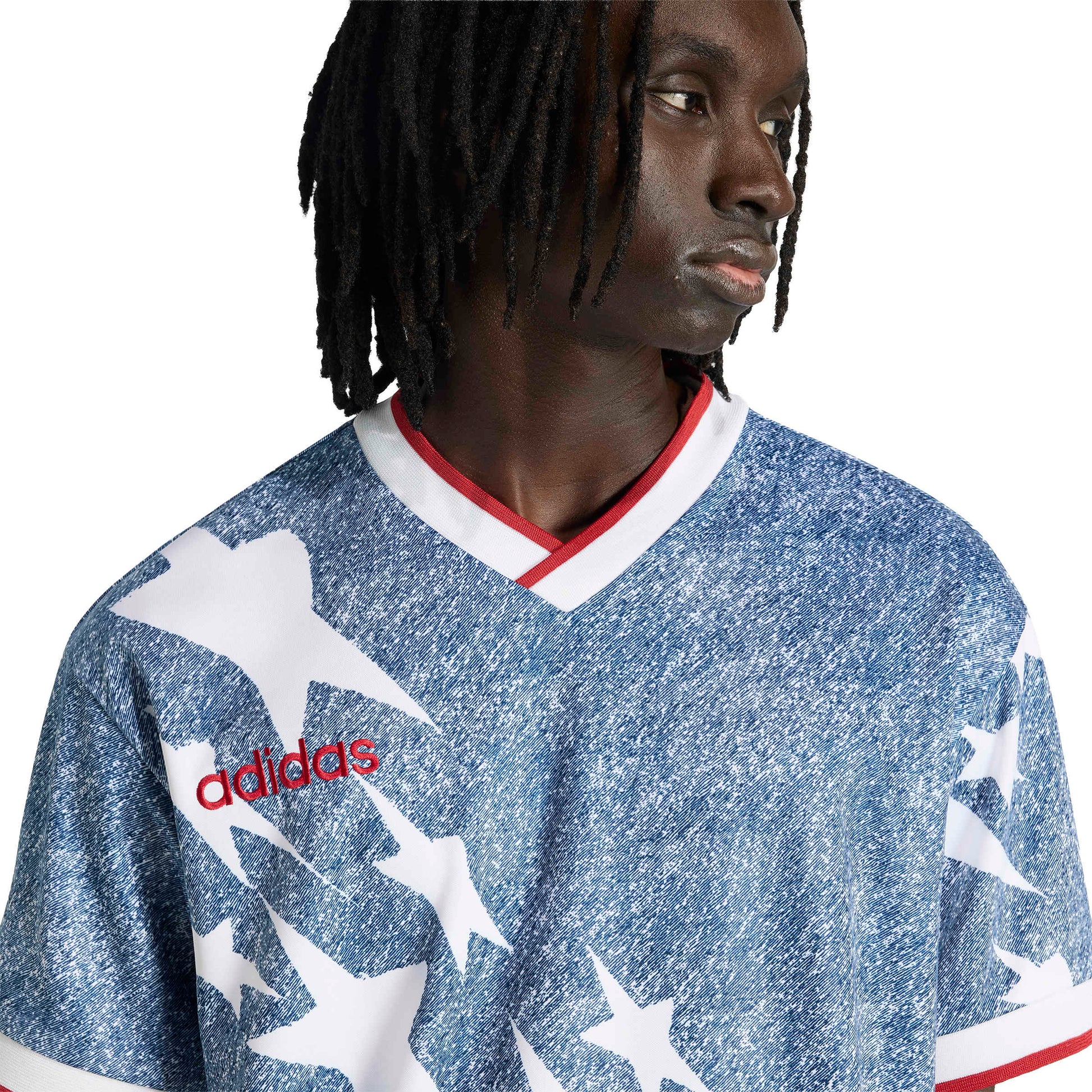 Adidas Mens Denim Graphic Jersey - Blue Denim Exchange
