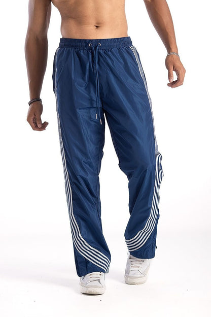 Kindred Nylon Sriped Pants - Navy Denim Exchange