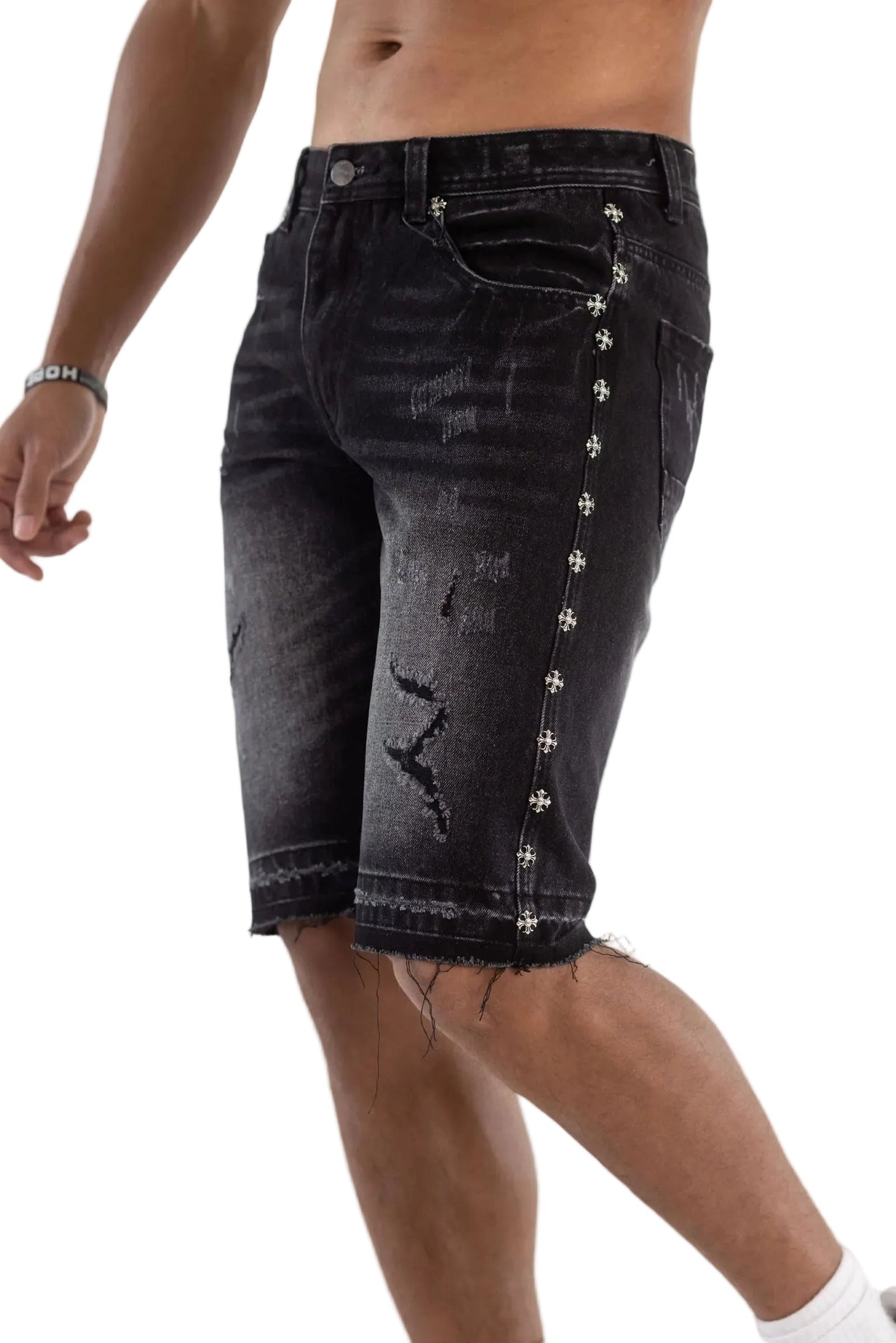 Kindred Premium Stud Shorts - Black Denim Exchange