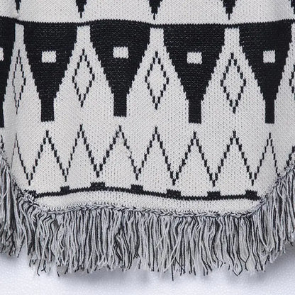 Women's Batwing Geometric Pattern Knit Sweater Top