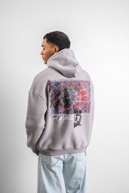 Keep It Real Embroidered Oversized Sweatshirt - Soft Brushed 3-Ply Fabric Withinblack