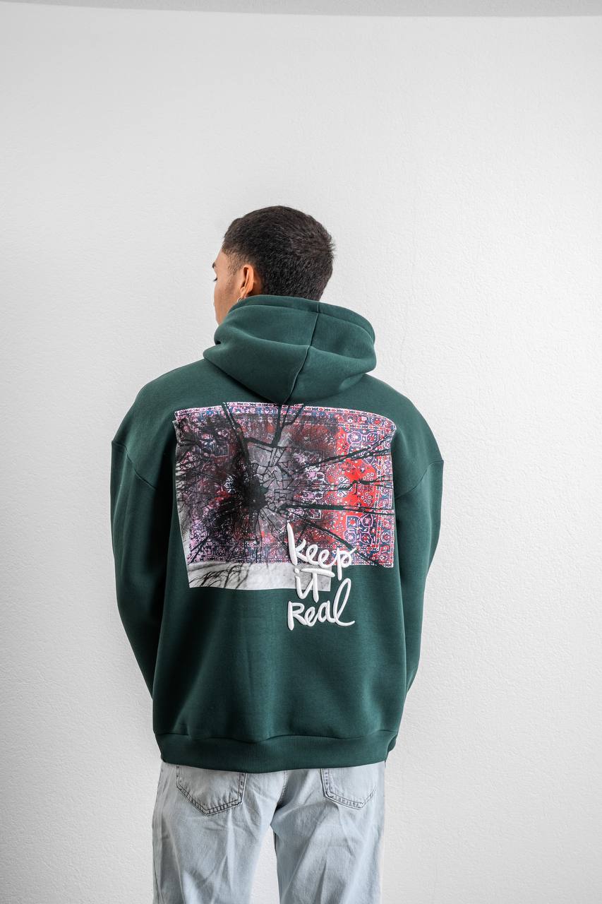 Keep It Real Embroidered Oversized Sweatshirt - Soft Brushed 3-Ply Fabric Withinblack