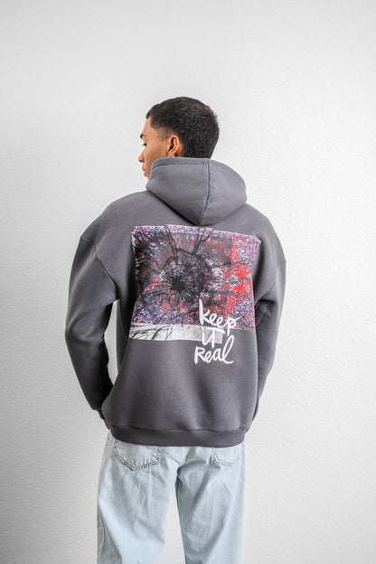 Keep It Real Embroidered Oversized Sweatshirt - Soft Brushed 3-Ply Fabric Withinblack